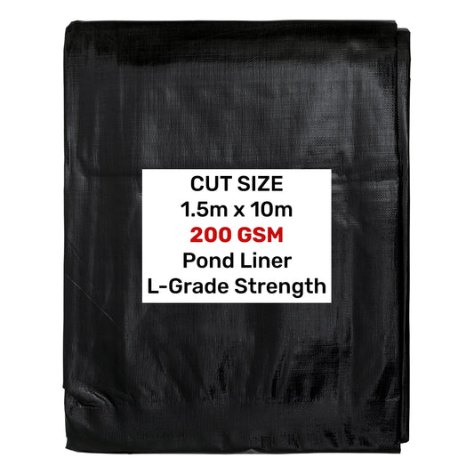 1.5m x 10m Black & Grey 200gsm Pond Liner