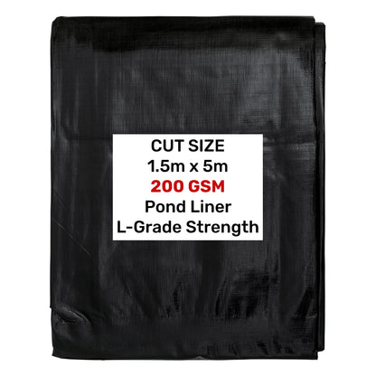 1.5m x 5m Black & Grey 200gsm Pond Liner
