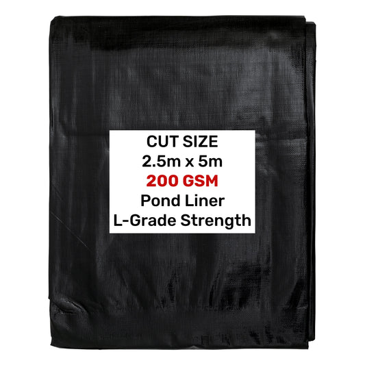 2.5m x 5m Black & Grey 200gsm Pond Liner