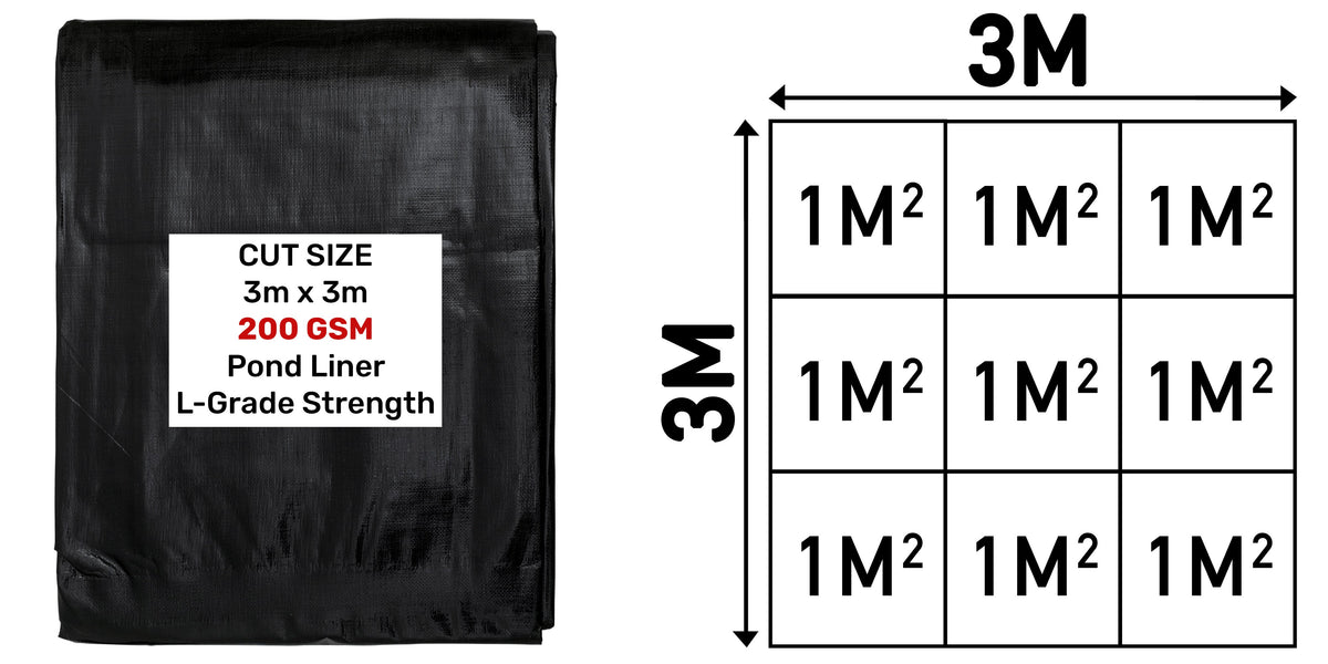 3m x 3m Black & Grey 200gsm Pond Liner