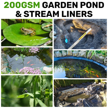 2.5m x 5m Black & Grey 200gsm Pond Liner