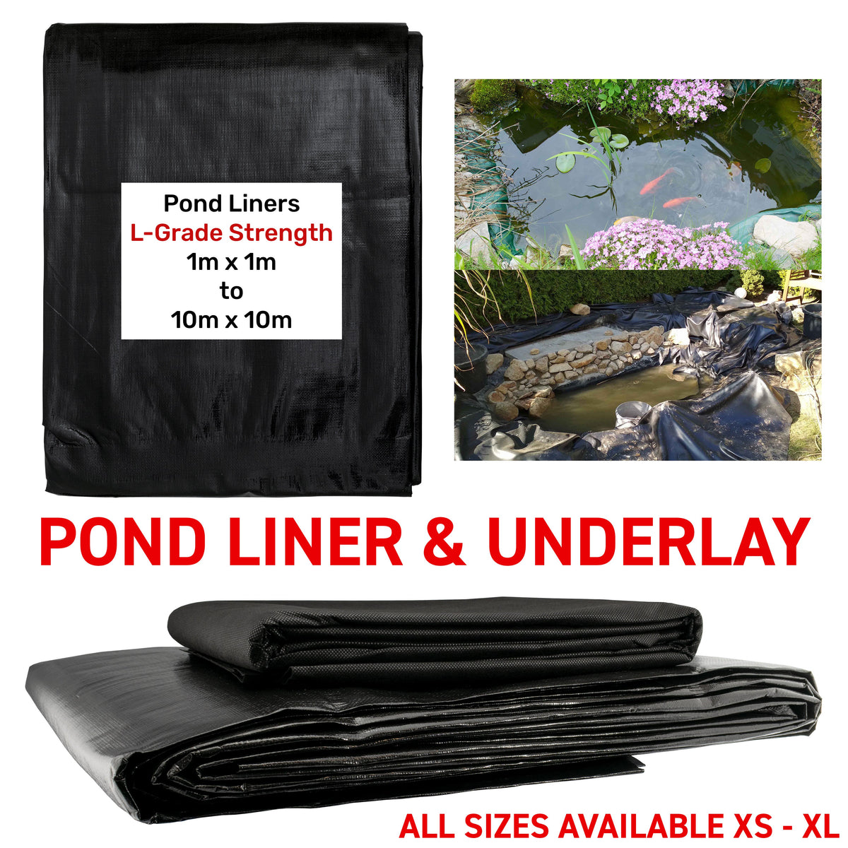 200gsm Black Flexible Garden Pond Liners with Underlay