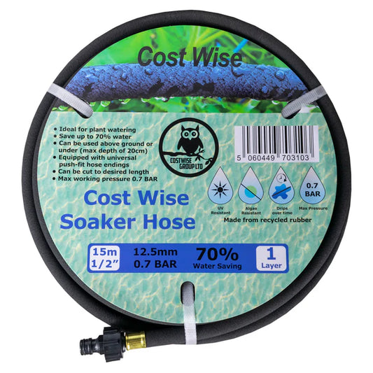 Porous Pipe Soaker Hose with Fitted Connectors - 7.5m