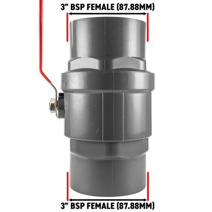 Polypropylene Lever Valve with Stainless Steel Ball, 3"