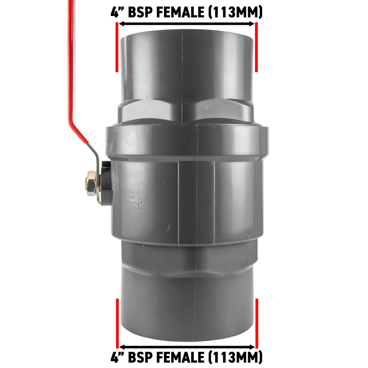 Polypropylene Lever Valve with Stainless Steel Ball, 4"