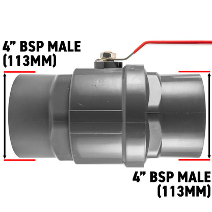 Polypropylene Lever Valve with Stainless Steel Ball, 4"