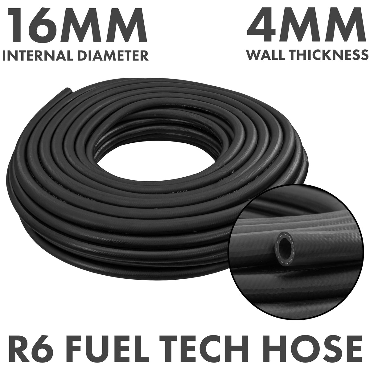 16mm Rubber Reinforced J30 R6 Fuel Hose