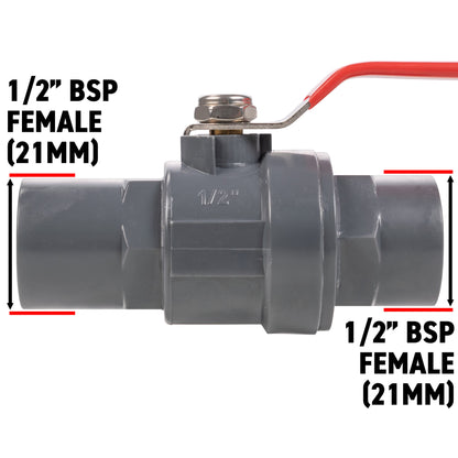 Polypropylene Lever Valve with Stainless Steel Ball, 1/2"