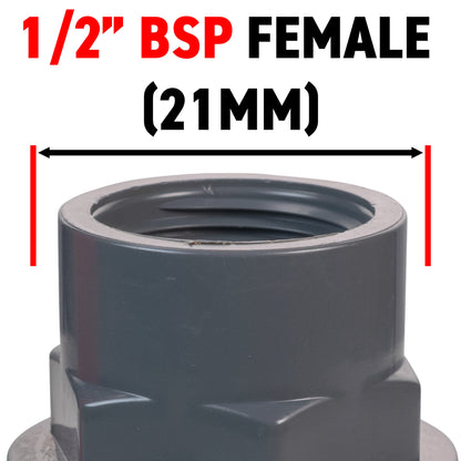 Polypropylene Lever Valve with Stainless Steel Ball, 1/2"