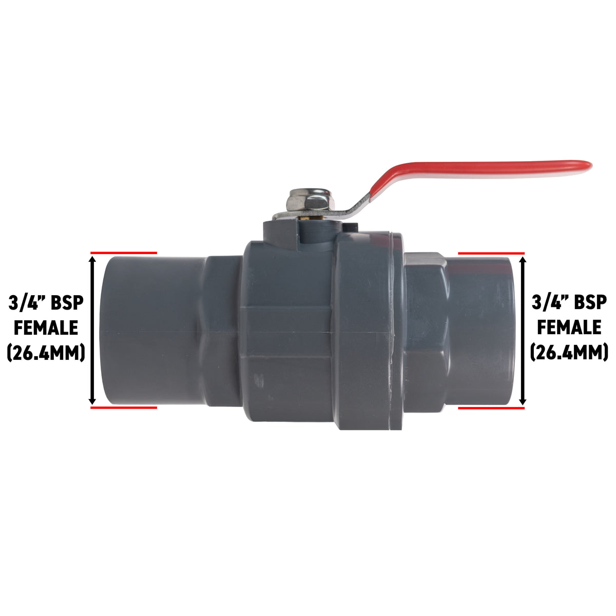 Stainless Steel Ball PP Valve & Barbed Outlet, 3/4"