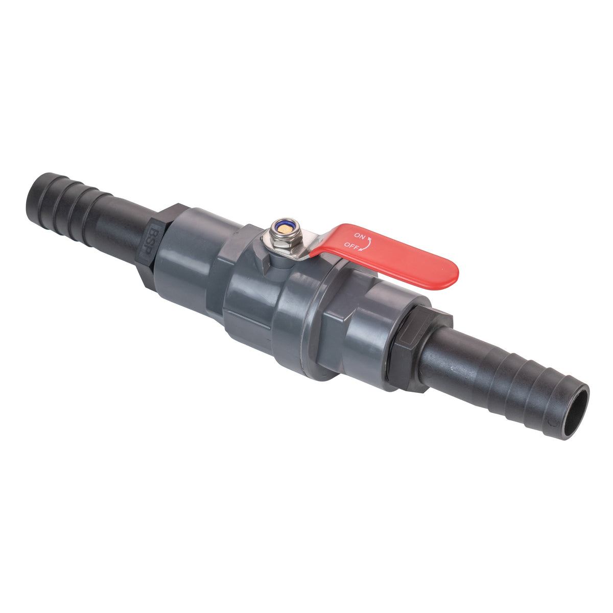 Stainless Steel Ball PP Valve & Barbed Outlet, 3/4"
