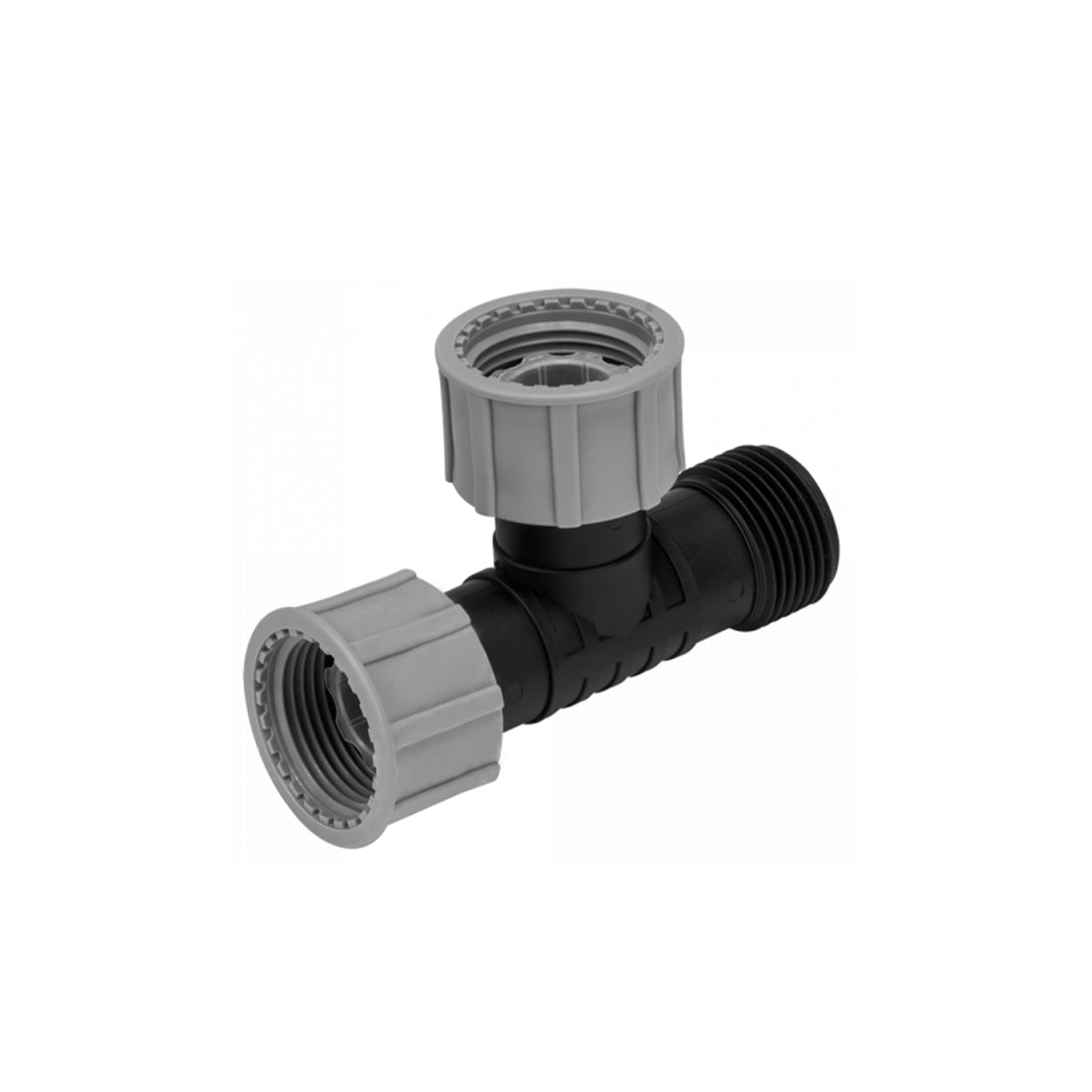 1" BSP Irrigation Tee with Swivel Threads, Female-Female-Male