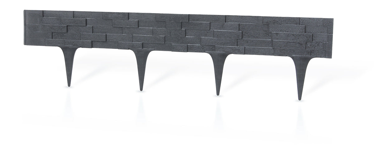 Grey Slate Texture Palisade Lawn Edging, 2.38m