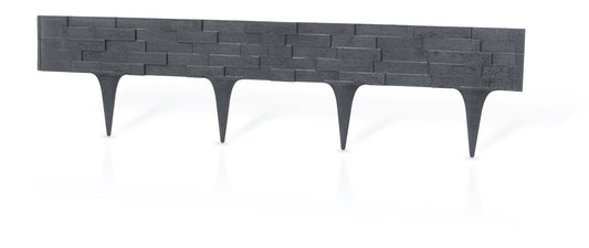 Grey Slate Texture Palisade Lawn Edging, 2.38m