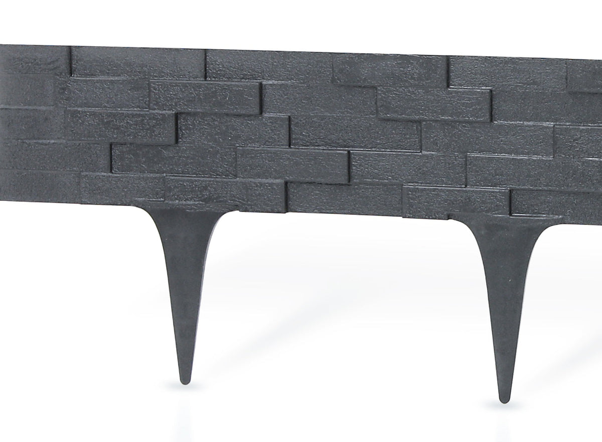 Grey Slate Texture Palisade Lawn Edging, 2.38m