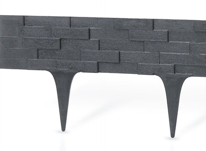 Grey Slate Texture Palisade Lawn Edging, 2.38m