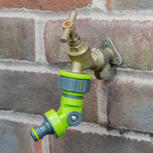 Adjustable Angle Garden Tap Connector, Lime