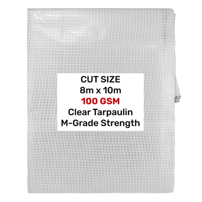 8m x 10m Clear Monotex 100gsm Tarpaulin
