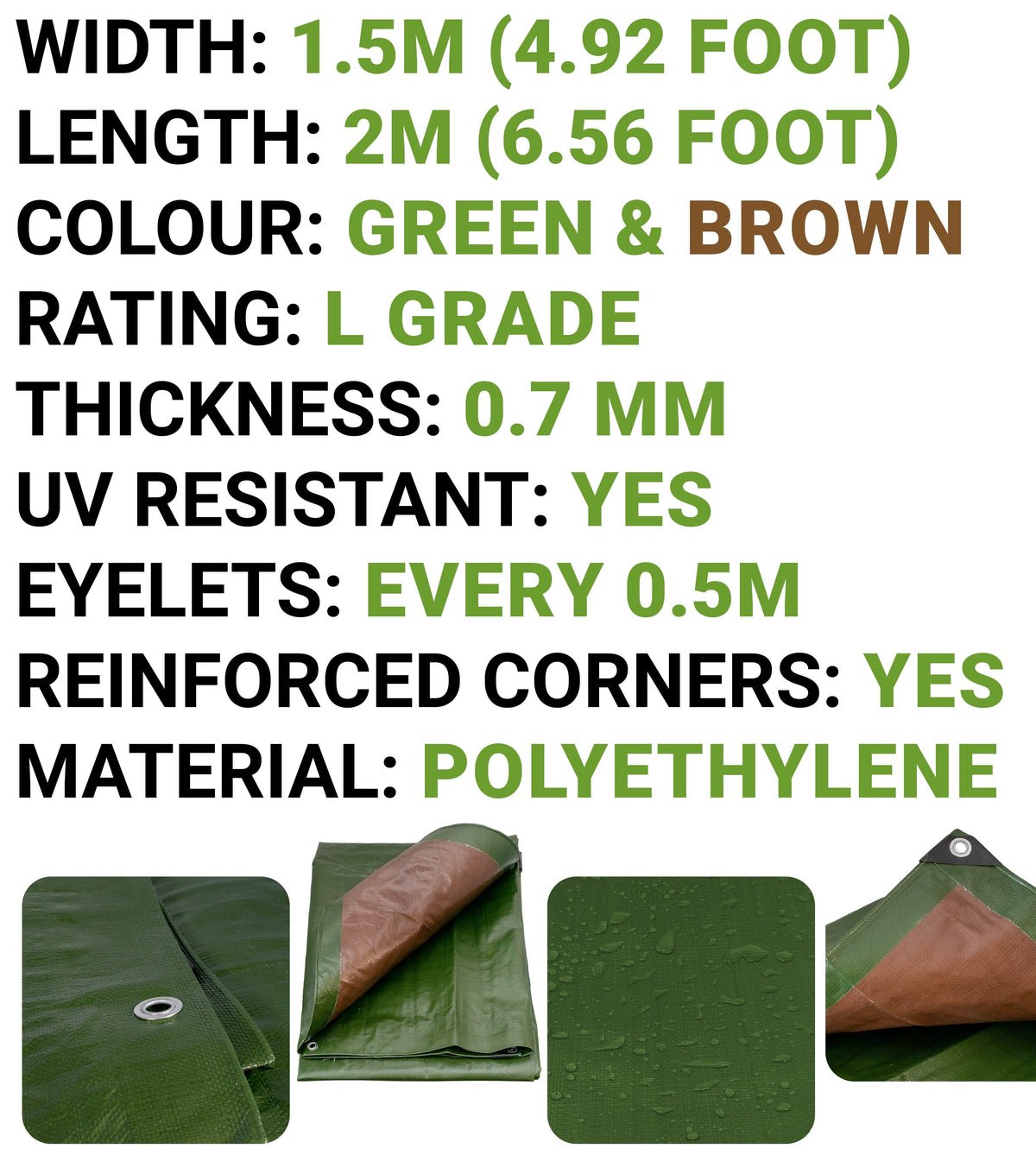 220gsm Heavy-grade Green & Brown Tarpaulins