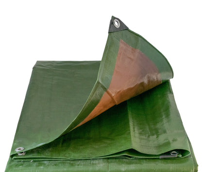 2m x 3m Green & Brown Tarpaulins, L-Grade 220 GSM