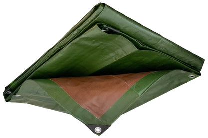 10m x 12m Green & Brown Tarpaulins, L-Grade 220 GSM