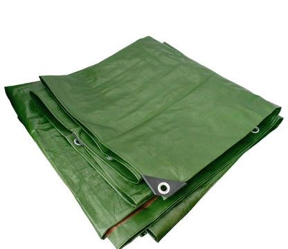 3m x 3m Green & Brown Tarpaulins, L-Grade 220 GSM