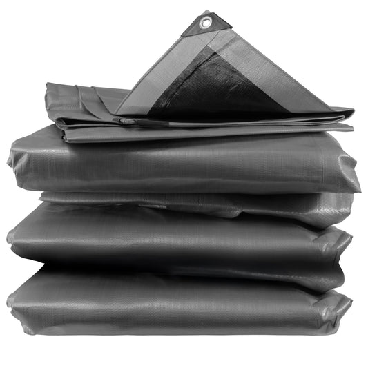 0.65m x 0.65m Silver & Black 300gsm Supergrade Tarpaulin