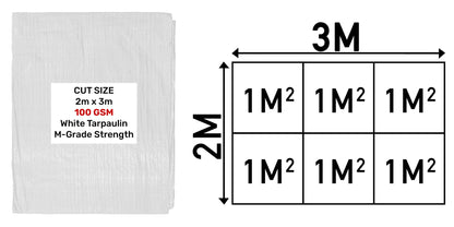 2m x 3m White 100gsm Tarpaulin