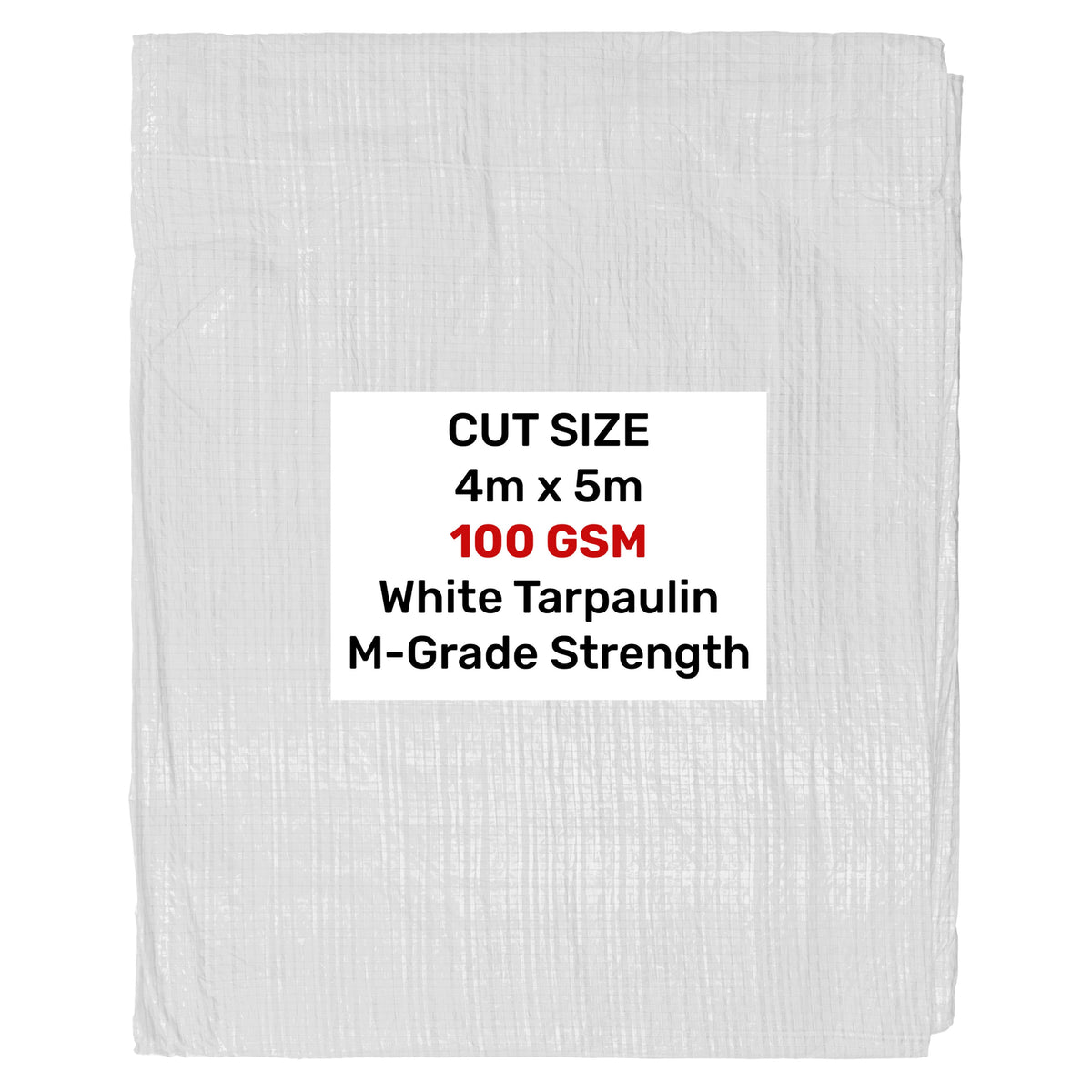 4m x 5m White 100gsm Tarpaulin