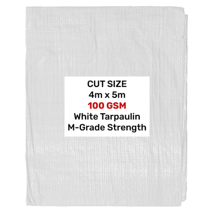 4m x 5m White 100gsm Tarpaulin