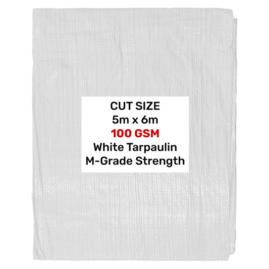 5m x 6m White 100gsm Tarpaulin