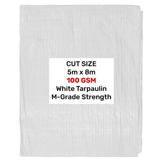 5m x 8m White 100gsm Tarpaulin