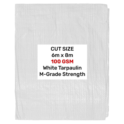 6m x 8m White 100gsm Tarpaulin