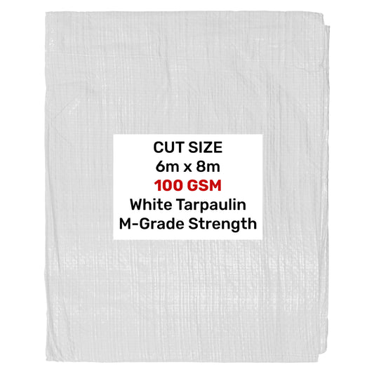 6m x 8m White 100gsm Tarpaulin