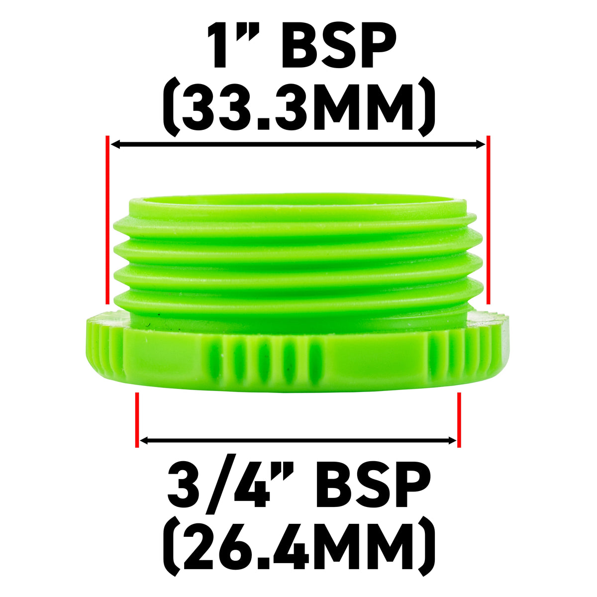 Female Tap Connector – 1” & 3/4” BSPF, Green & Grey