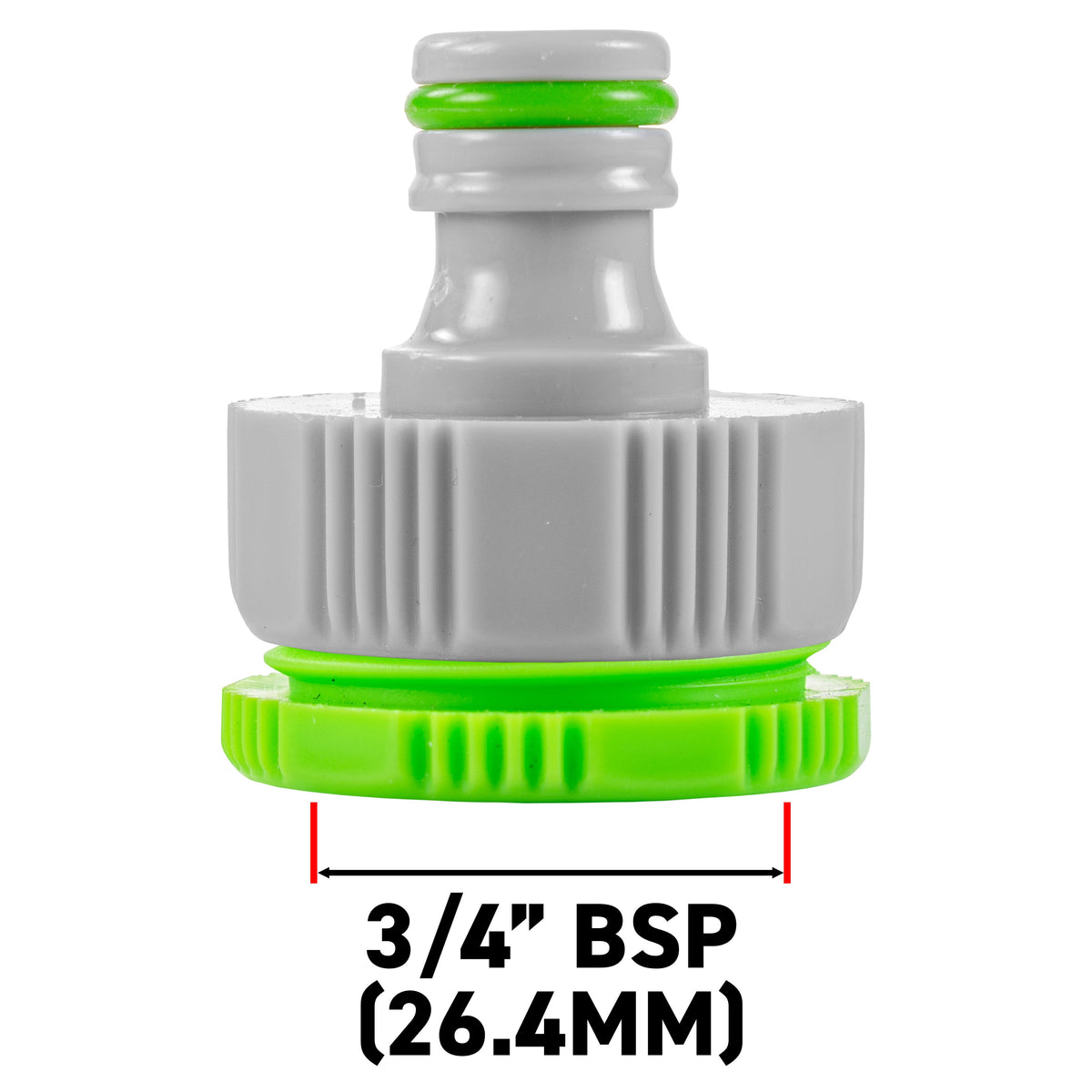 Female Tap Connector – 1” & 3/4” BSPF, Green & Grey