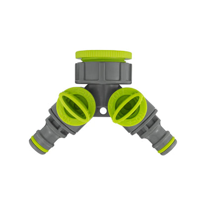 Bradas Double Outlet Tap Splitter with Valves, Lime
