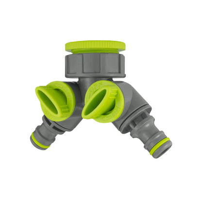 Bradas Double Outlet Tap Splitter with Valves, Lime
