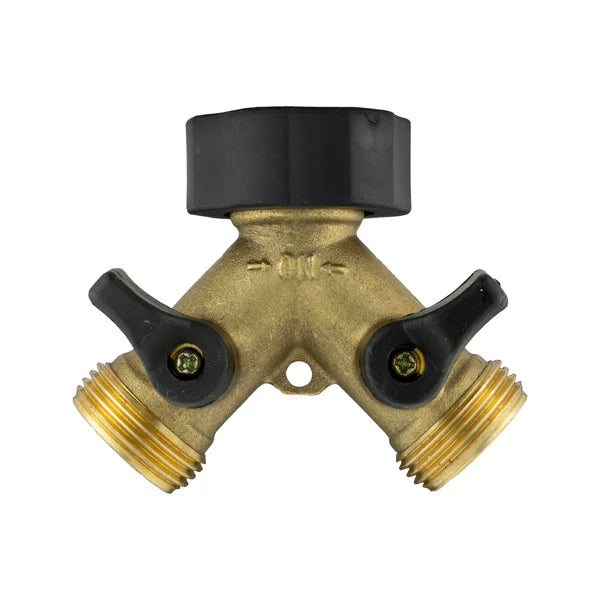 2-way Tap Splitter Valve with 3/4" Threads, Brass