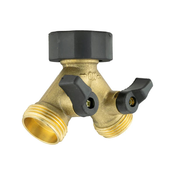 2-way Tap Splitter Valve with 3/4" Threads, Brass
