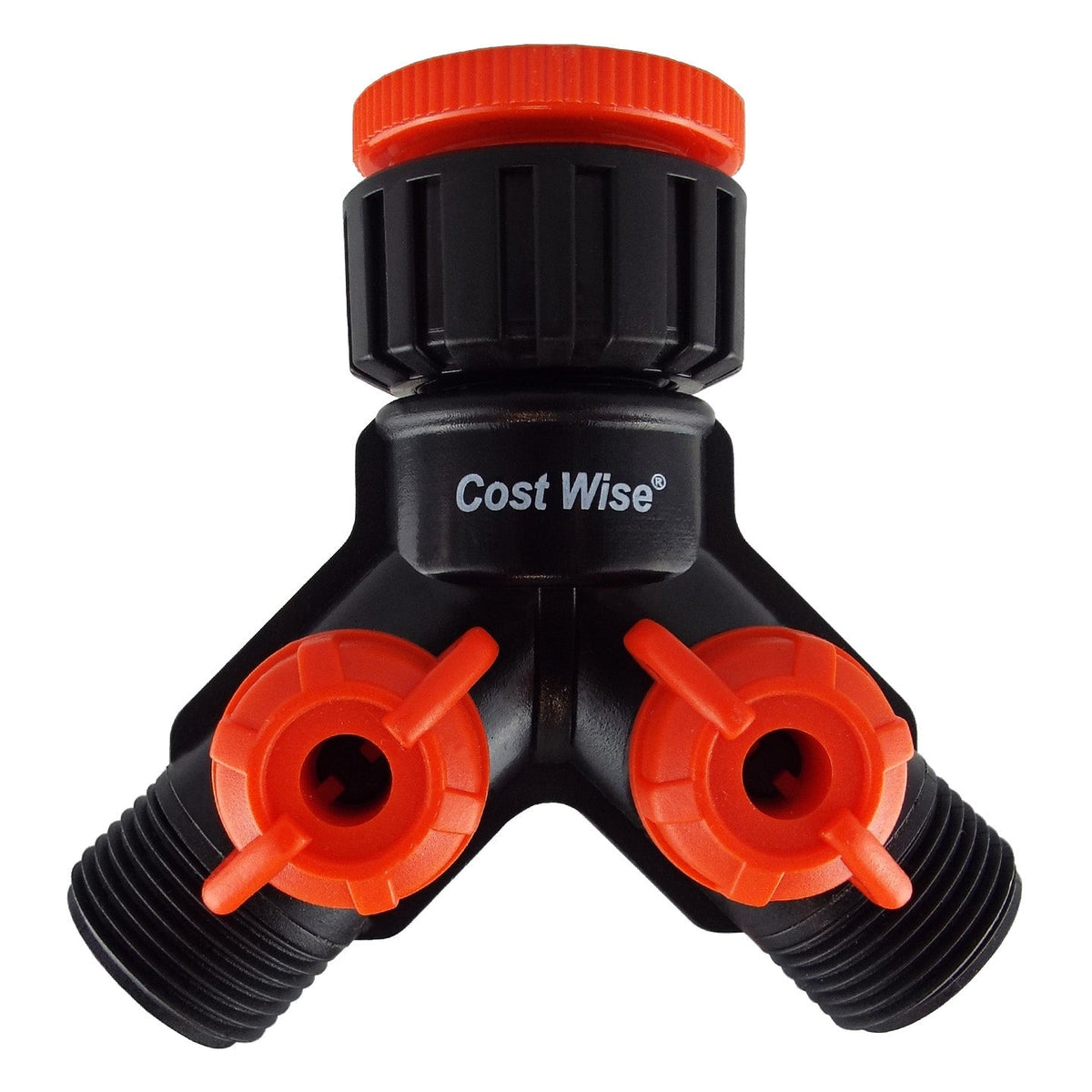 2-way Tap Splitter Valve with 3/4" Threads, Black