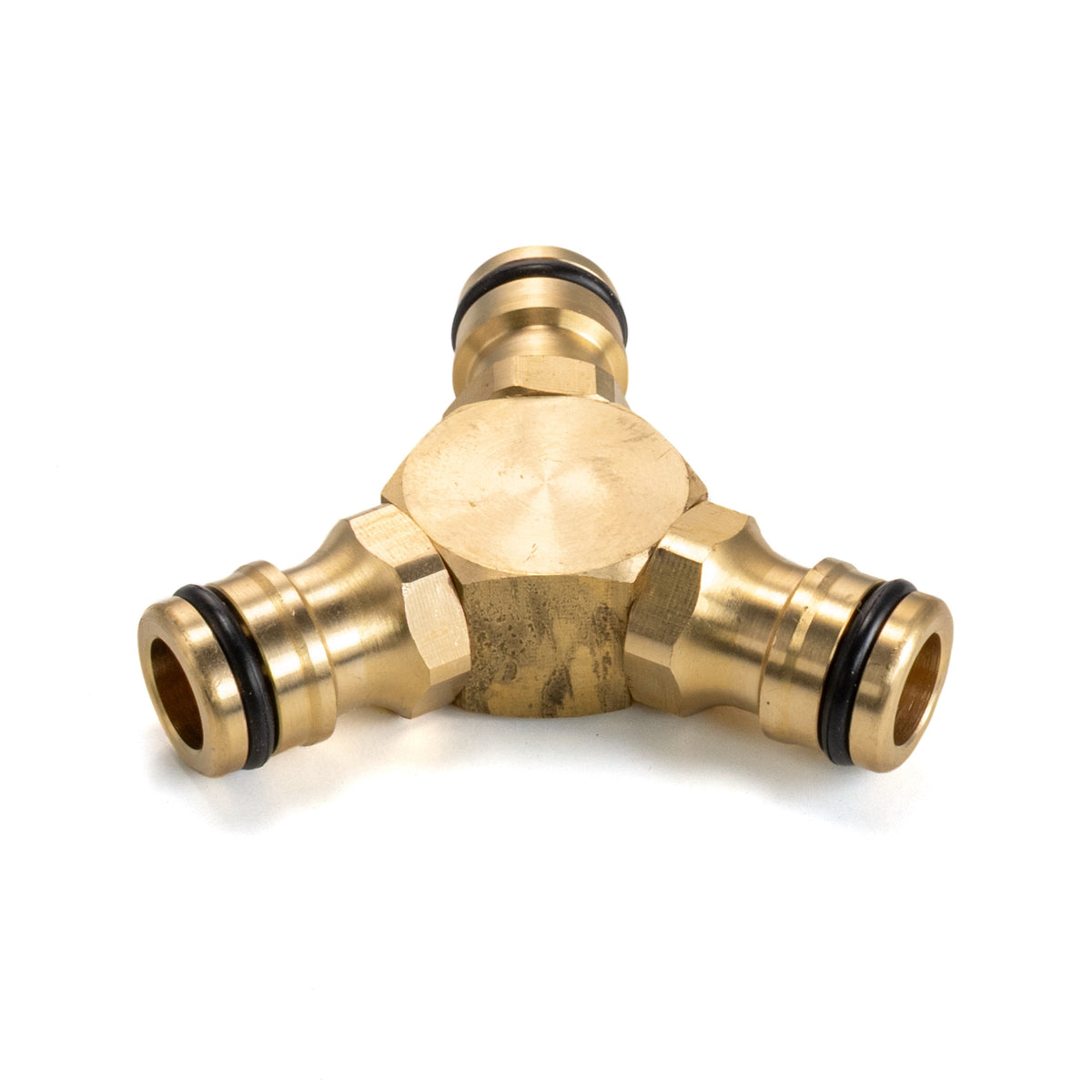 Three Way Male Quick Connector, Brass
