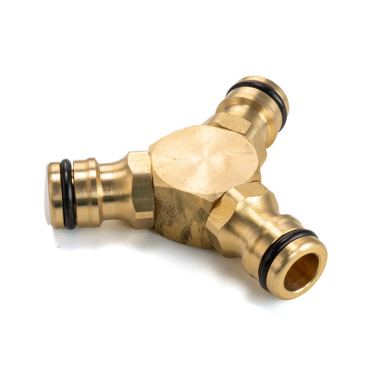 Three Way Male Quick Connector, Brass