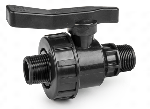 Polypropylene Single Union Male Ball Valve, 1"