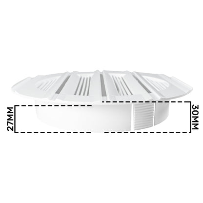 White Round Bella Louvre Vent, 125mm
