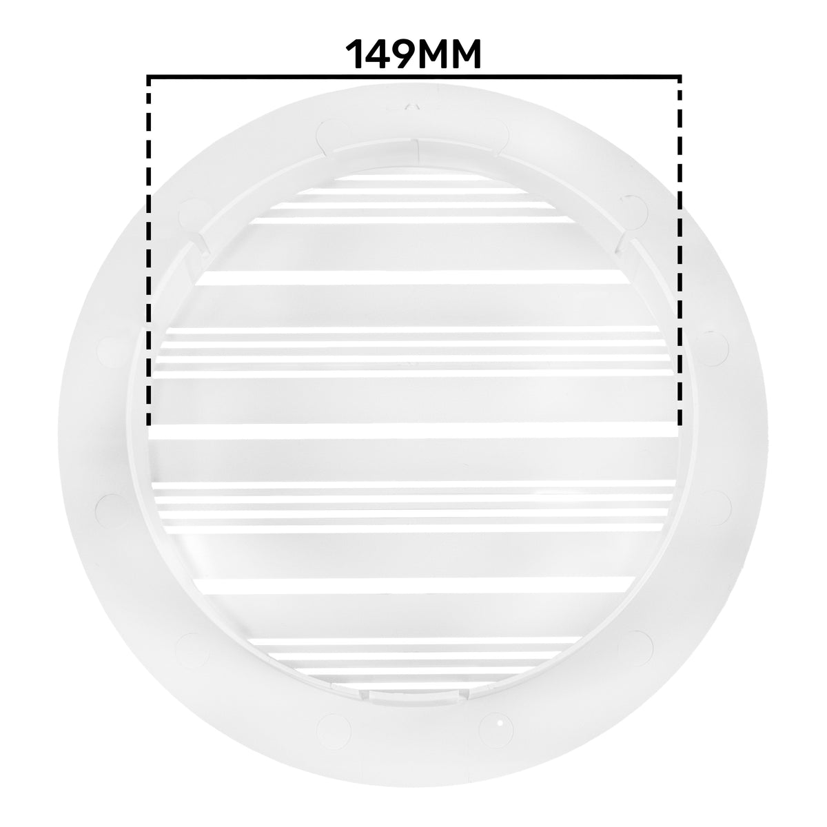 White Round Bella Louvre Vent, 150mm