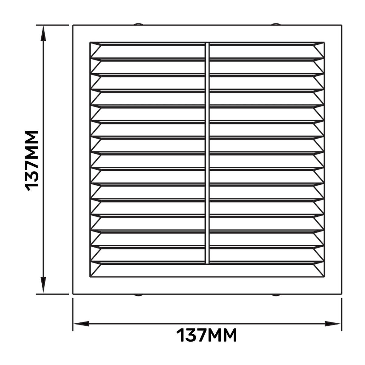 White Louvre Vent with Fly Screen, 140mm x 140mm