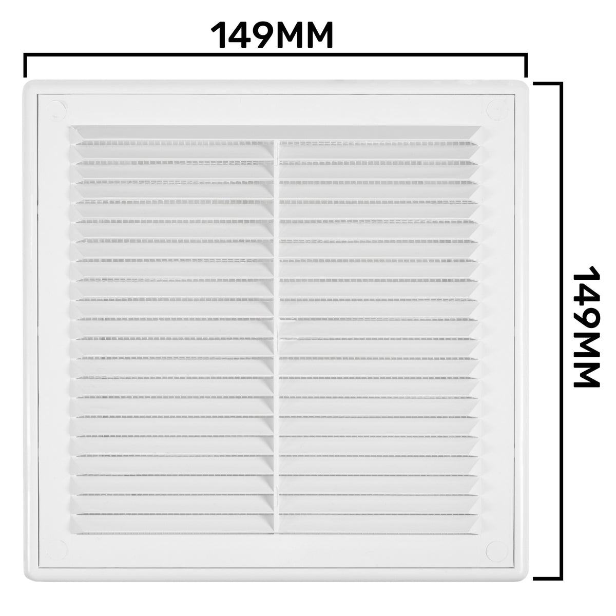 White Louvre Vent with Fly Screen, 150mm x 150mm