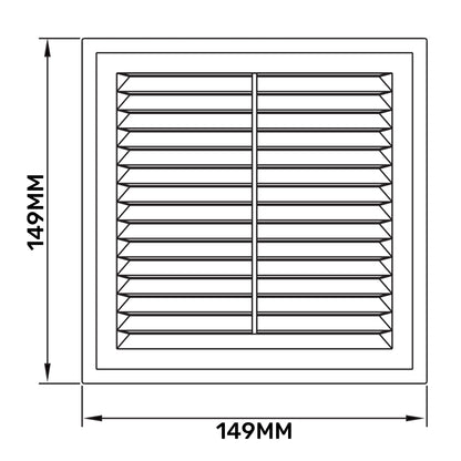 White Louvre Vent with Fly Screen, 150mm x 150mm