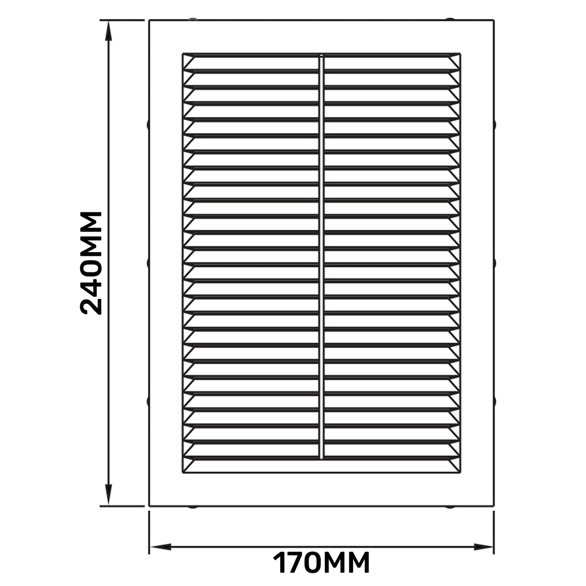 White Louvre Vent with Fly Screen, 170mm x 240mm